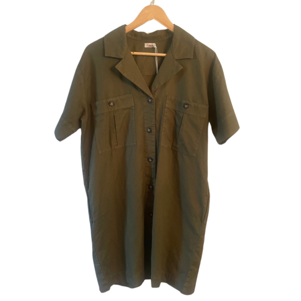 Faherty Olive Shirt‑Style Midi Dress - Picture 9 of 9